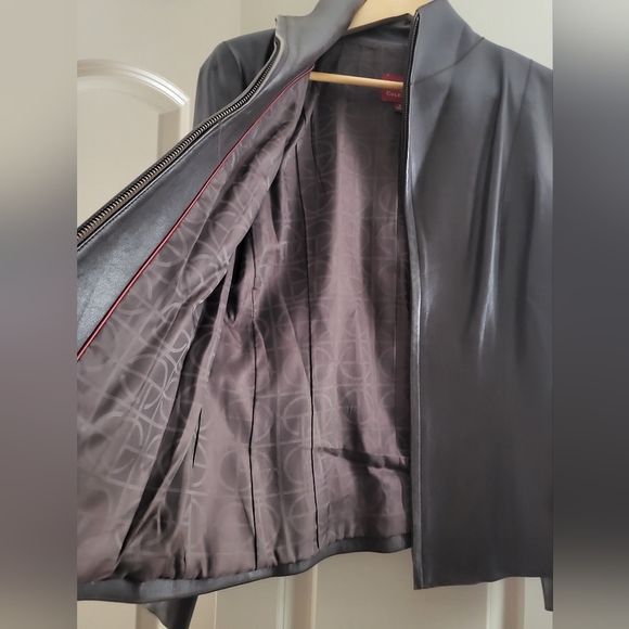 Cole Haan Lambskin Chocolate Leather Jacket 💯 BEAUTIFUL - Picture 5 of 10